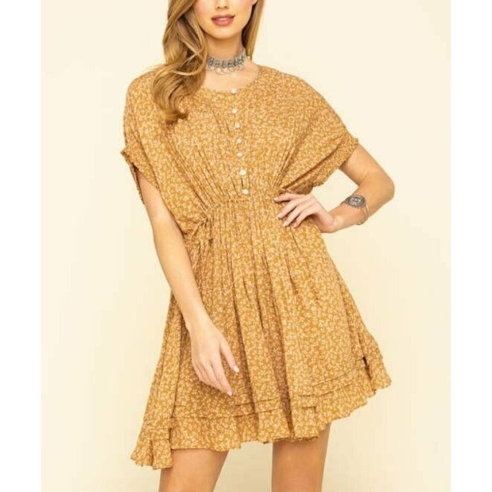 FREE PEOPLE Women's Milk Chocolate Combo Button Up Scoop-Neck Size Medium $128